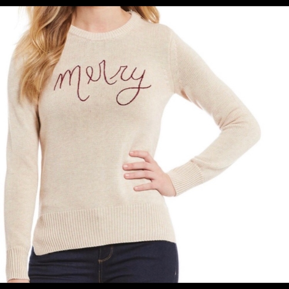 Cremieux “Merry” Embroidered Holiday Sweater